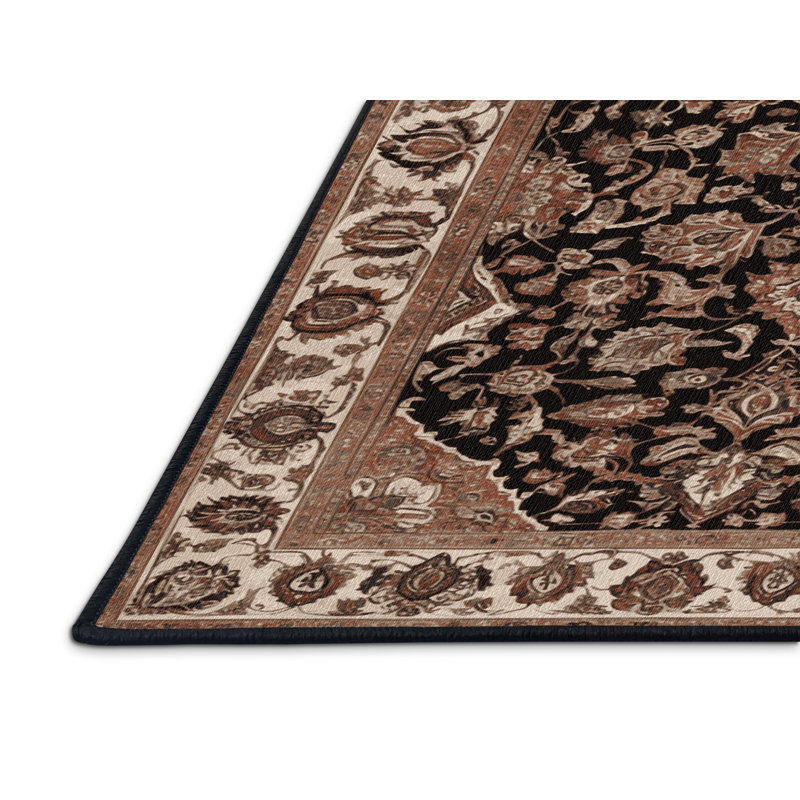 Tapis brun lavable à la machine, Rond 8 pi