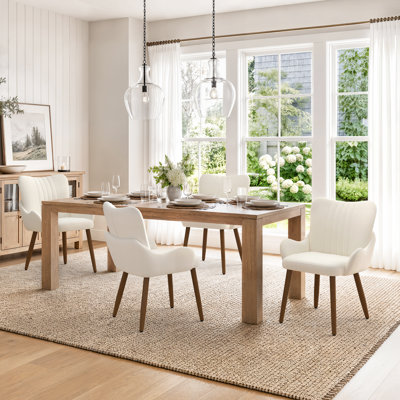 Chaises de salle à manger rembourrées avec pieds en bois massif Annelli