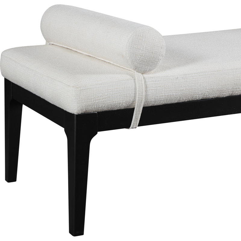 Banc en tissu texturé Priscilla, Tissu crème texturé en lin, Noir