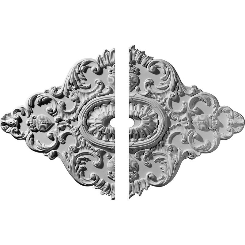 Endurathane Ashford Ceiling Medallion, 42 3/4"W x 28 7/8"H x 3"ID x 1"P (Fits Canopies up to 3"), Two Piece, Factory Primed