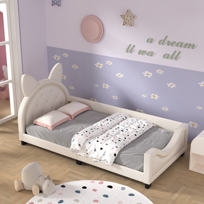 Kallel Upholstered Platform Bed, White