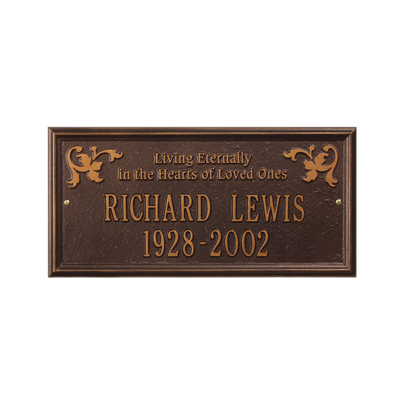Wilmington 'Living Eternally' Memorial Plaque, Yes, Antique Copper