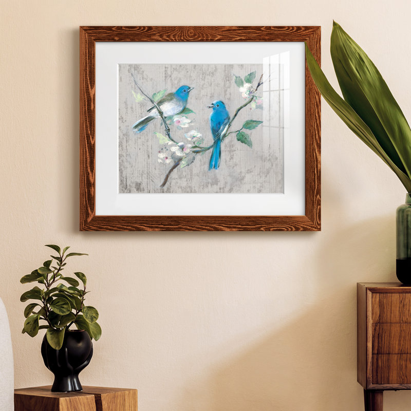 Chanson du printemps I - peinture encadrée, Papier encadré érable, H 24 po x l 18 po x P 1,5 po