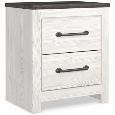 Table de chevet 2 tiroirs Zayla - blanc / gris