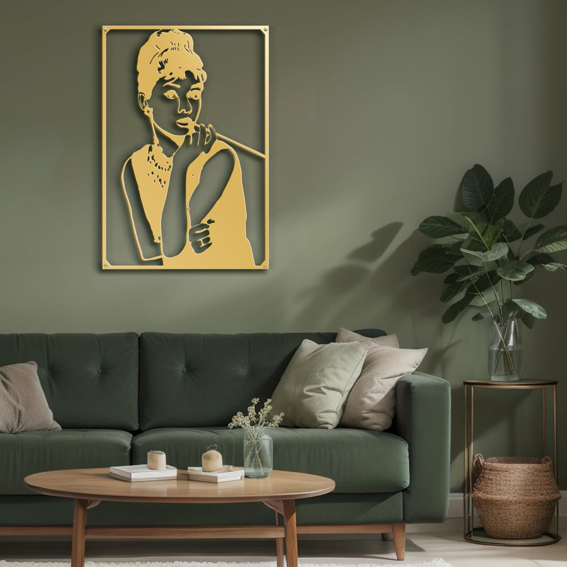 Décoration murale en métal, H 36 po x l 24 po x P 0,05 po, Or