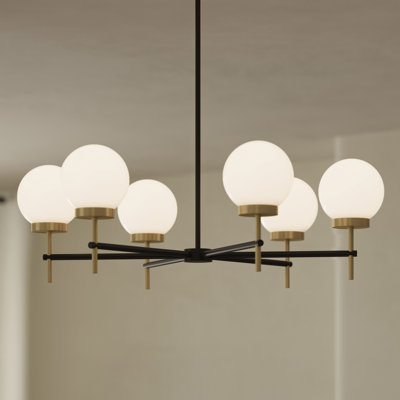 Rigsby Six-Light Matte Black with Brushed Gold Accents Medium Chandelier