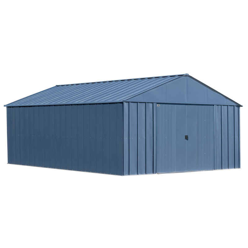 17 ft Blue Grey Galvanized Steel Storage Shed Kit