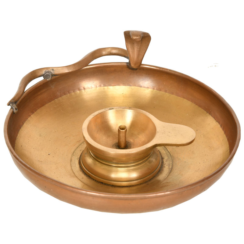 8" Handcrafted Brass Serpent Aarti Lamp – Round Plate Diya with Nag Motif – Hindu Puja & Table Decor, Made in India
