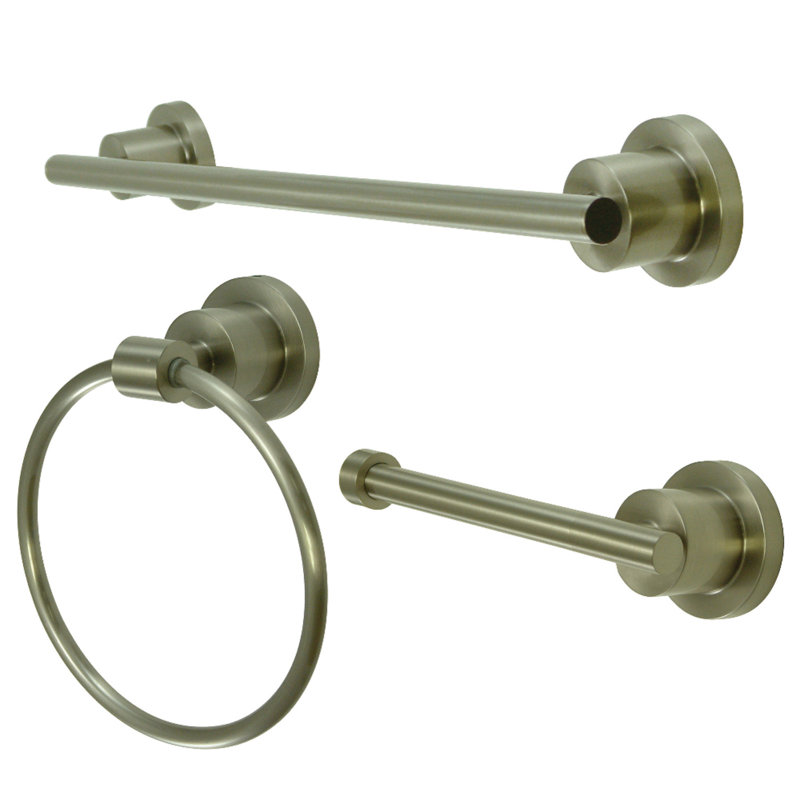 Kingston Brass Concord 3-Piece Bathroom Hardware Set, Brushed Nickel