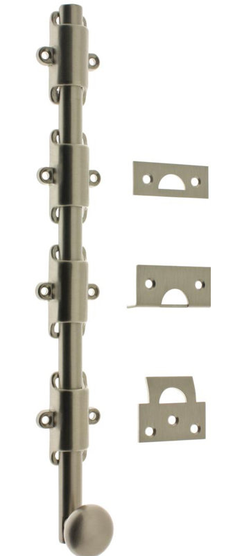 Solid Brass 36" Heavy Duty Surface Bolt, Satin Nickel
