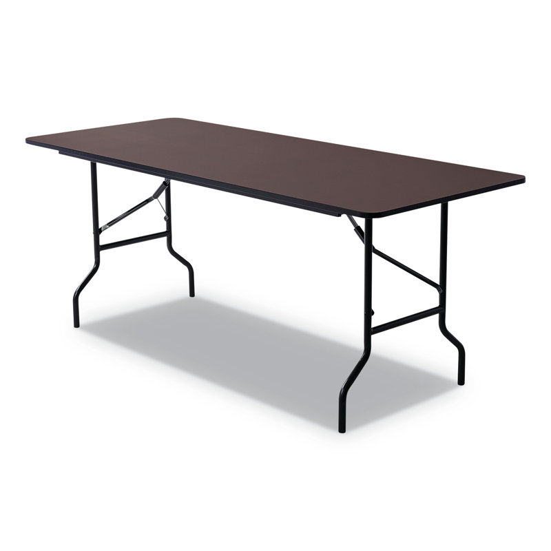 Walnut Wood-Laminate Folding Table with Steel Legs, 30" x 72"