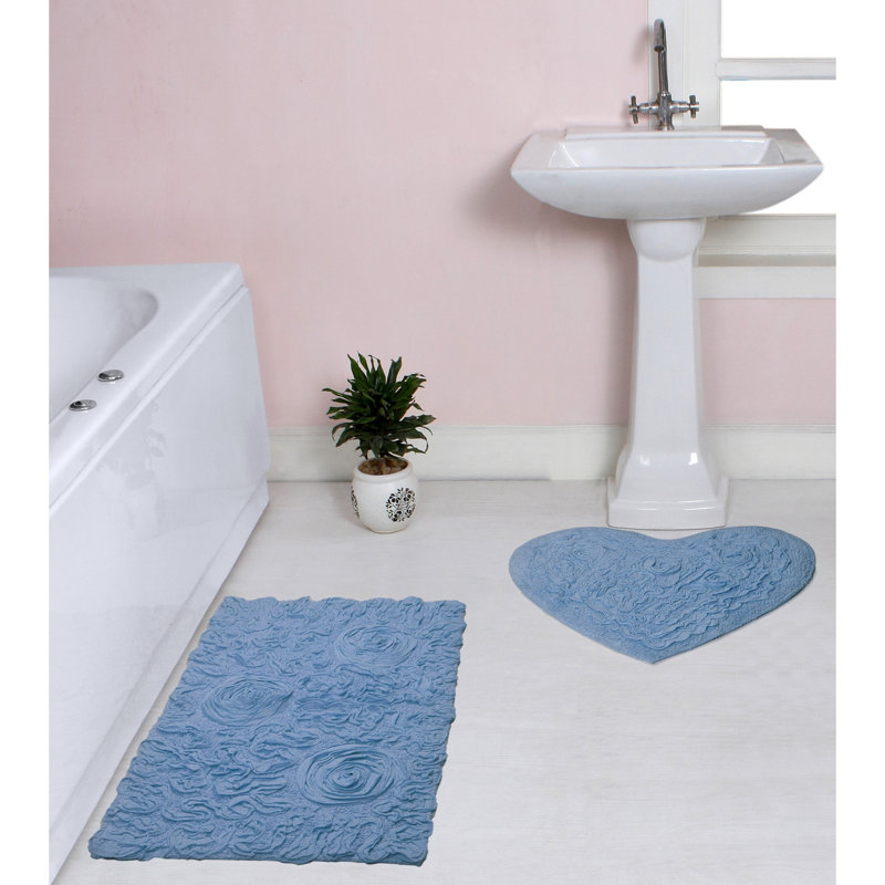 Ensemble de tapis pour salle de bain 2 pièces Freida, Bleu ciel