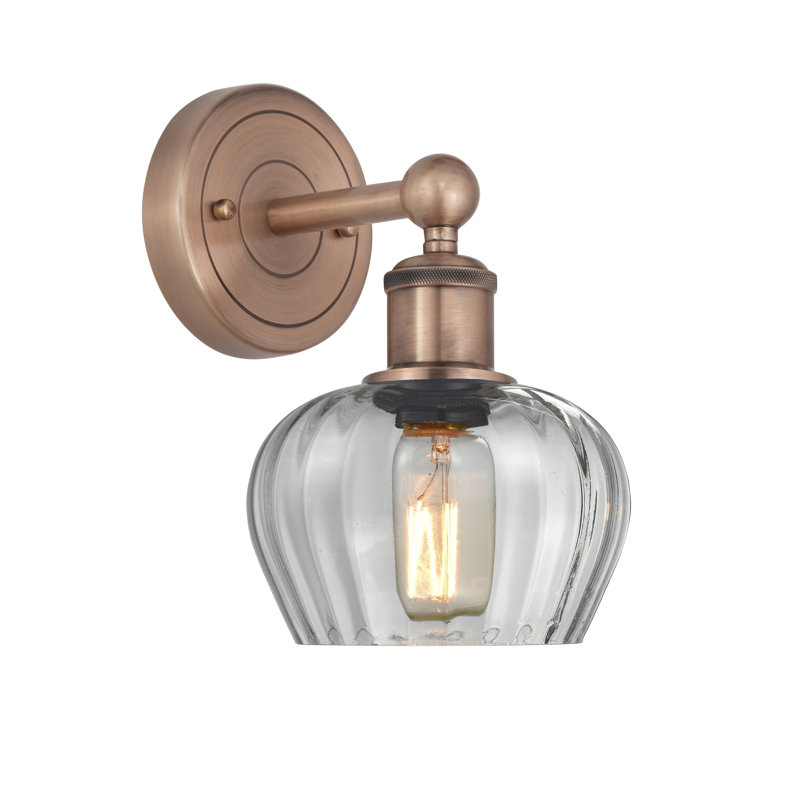 Canute Armed Sconce, Clear, Antique Copper