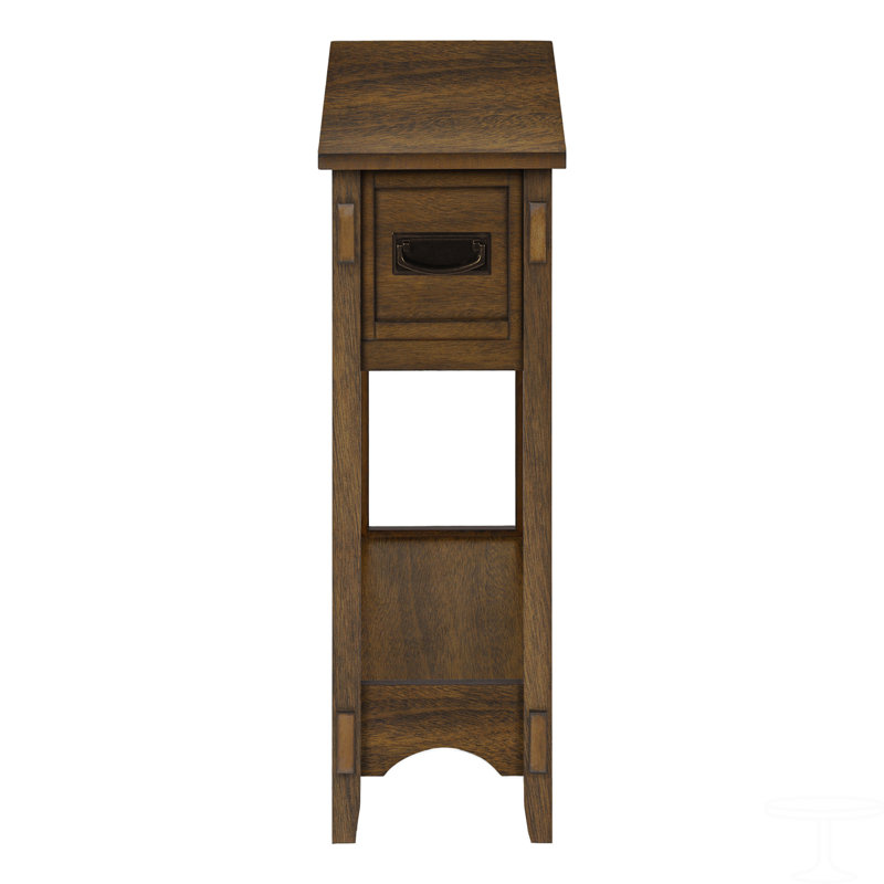 Table d'appoint, table de bout, table d'appoint, table de chevet, 2 niveaux, étroit, tiroir de rangement, placage, transitionnel