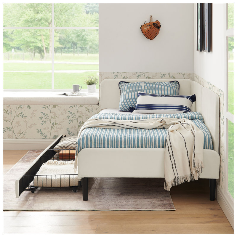 Bed For Bedroom, Twin, Beige