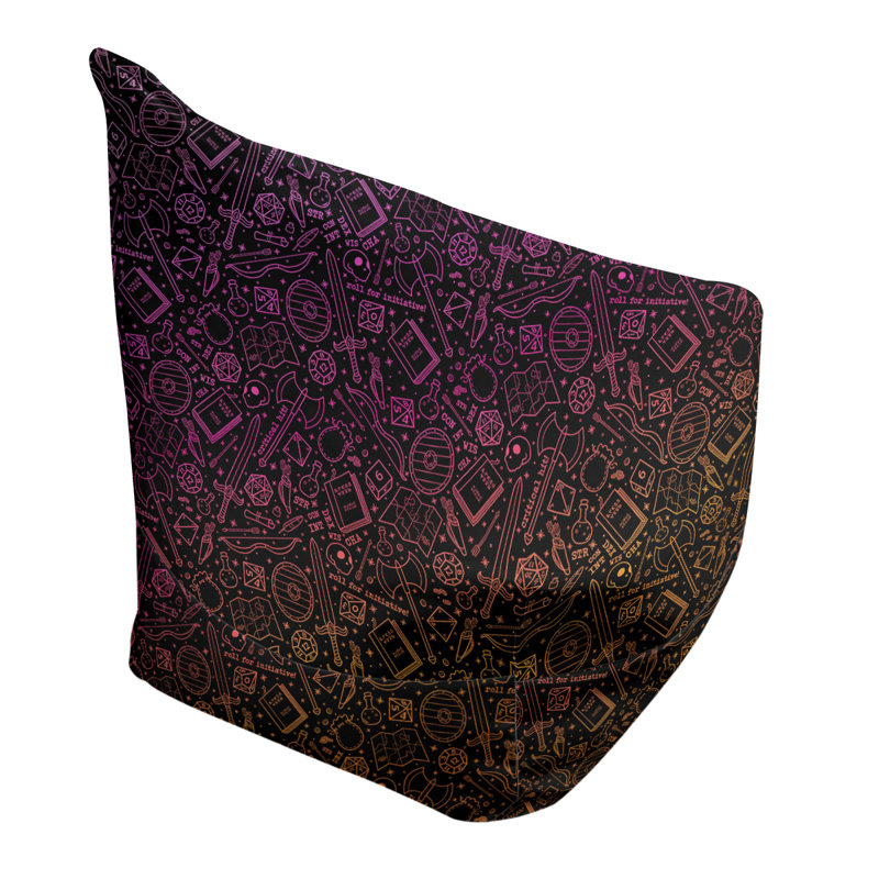 Leffel Bean Bag, 27" H x 30" W x 25" D, Bean Bag Chair, Purple/Black/Yellow