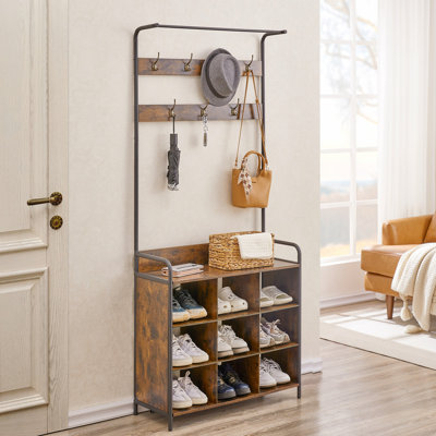 Vernae Hall Tree 31.61'' Wide with Shoe Storage Shoe Storage Entryway With Coat Hooks -  17 Stories, F93C0F64F88047748EBD356073344802