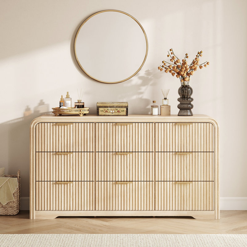 Commode 9 tiroirs Moreno, Oak Wood