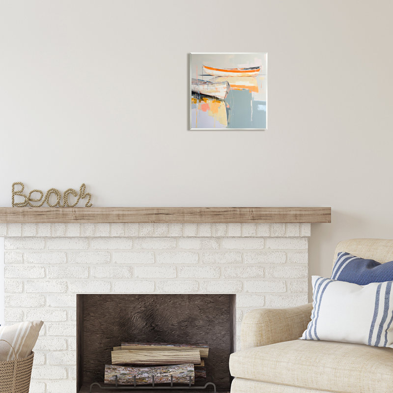 «Ba-056», reproduction encadrée de bateaux orange modernes par Irena Orlov, H 12 po x l 12 po x P 0,5 po