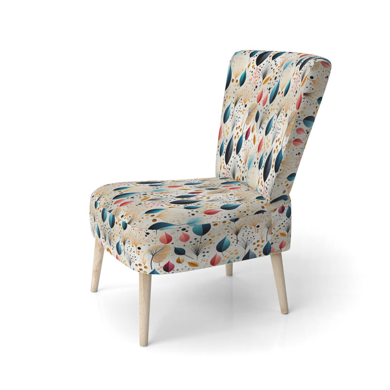 Chaise d'appoint rembourrée bohème et éclectique Botanical