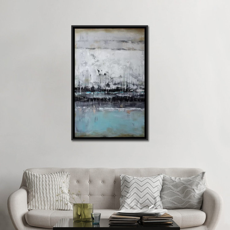 « abstract seascape xii », reproduction sur toile, H 26 po x l 18 po x P 1,5 po, Toile avec cadre noir, Pas de tapis