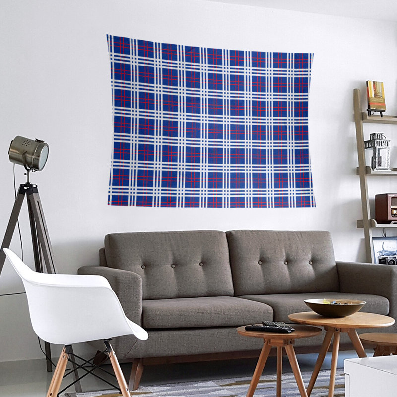 Tapisserie de luxe en microfibre New England, H 68 po x l 80 po, Bleu marine / rouge / blanc