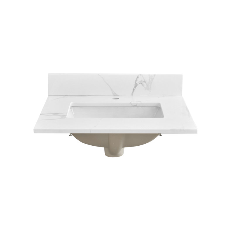 Comptoir de meuble-lavabo en quartz 24 po avec lavabo encastré et dosseret