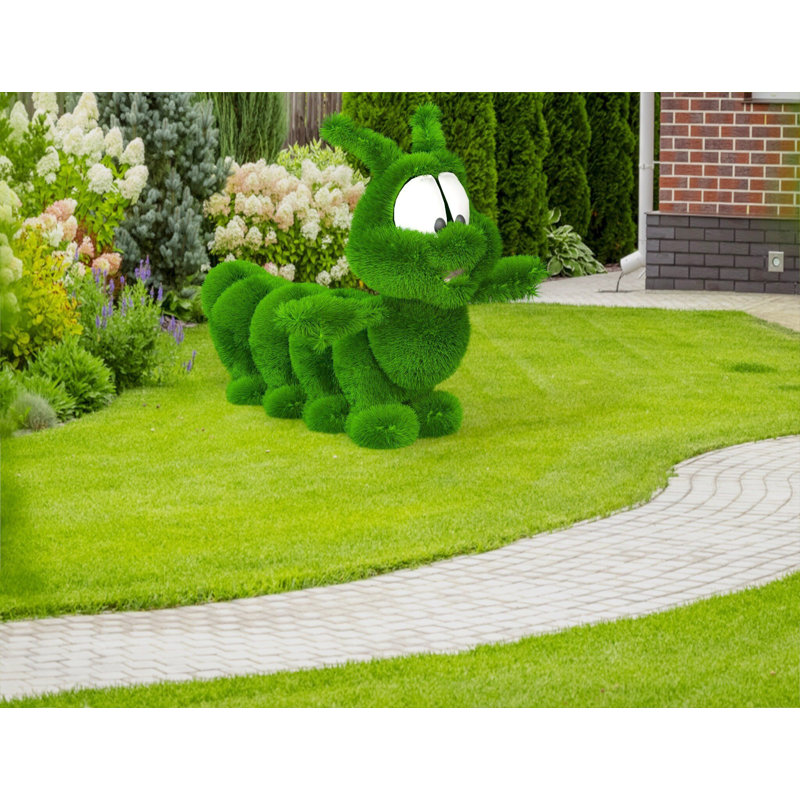 Caricature d'extérieur de topiaire chenille vert