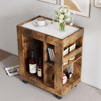 Mid-Century Modern Style Movable Side Cabinet