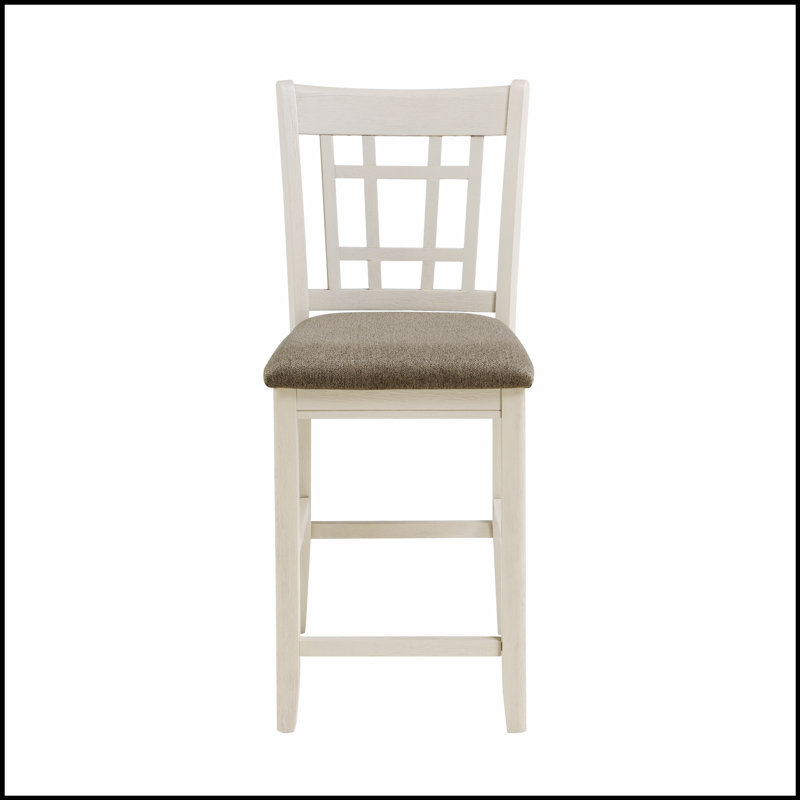 Ensemble de chaises à hauteur de comptoir en bois à finition antique, sièges rembourrés confortables pour une salle à manger élégante