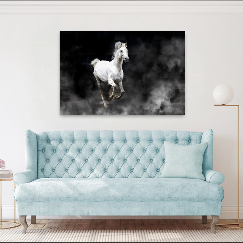 Art mural abstrait cheval contemporain Fergana, H 60 po x l 40 po