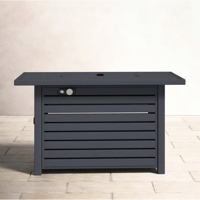 Table de foyer avec couvercle gris - 19,88 po Profondeur, sortie 50000, pour les espaces extérieurs acier profond, finition à l'extérieur