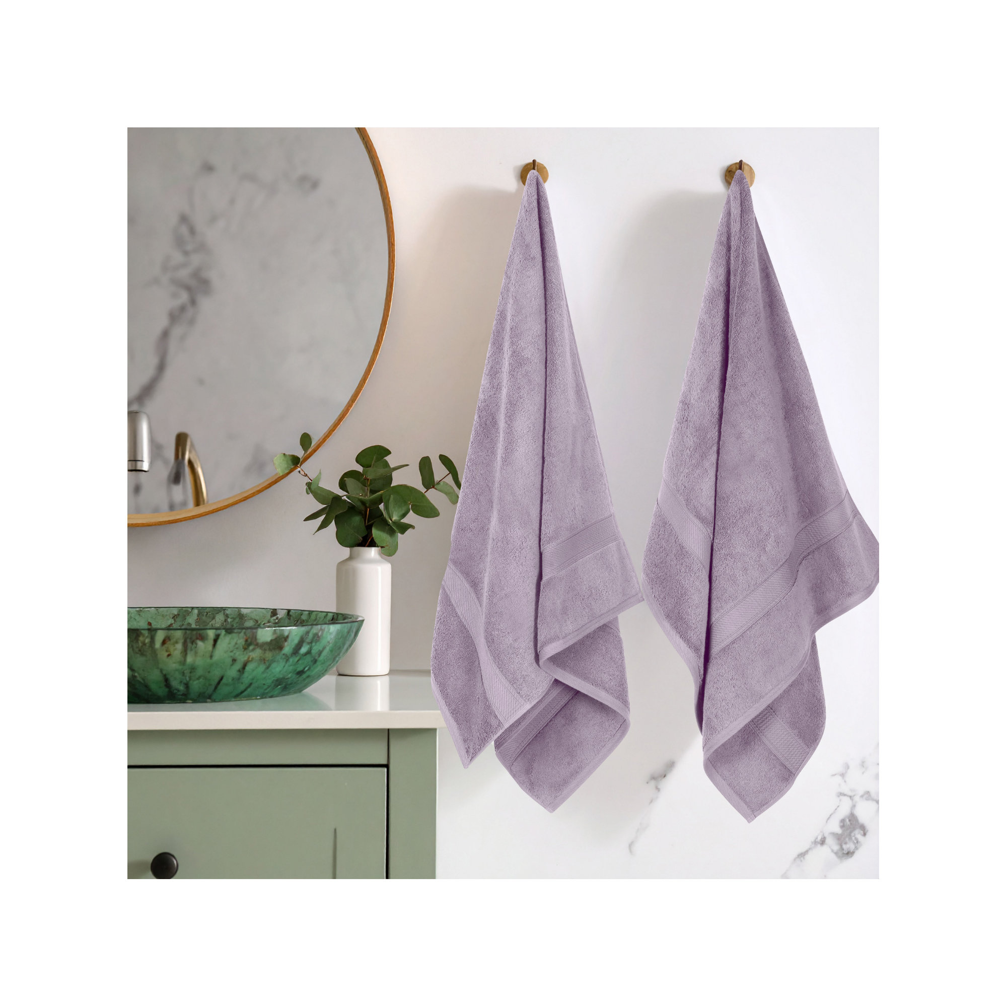 Renata 800 GSM 2 Piece Certified Egyptian Cotton Bath Towel Set , Purple