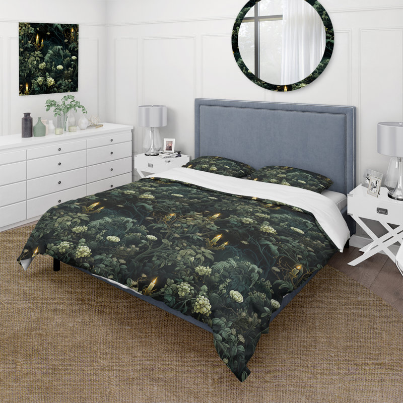 Ensemble de housse de couette Botanical, literie à motif Moody foncé - Haunted Nocturne Moody