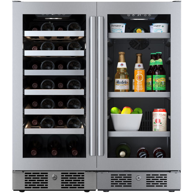 Avallon Dual Zone 30'' Freestanding 27 Bottle Wine & Beverage Refrigerator with French Doors