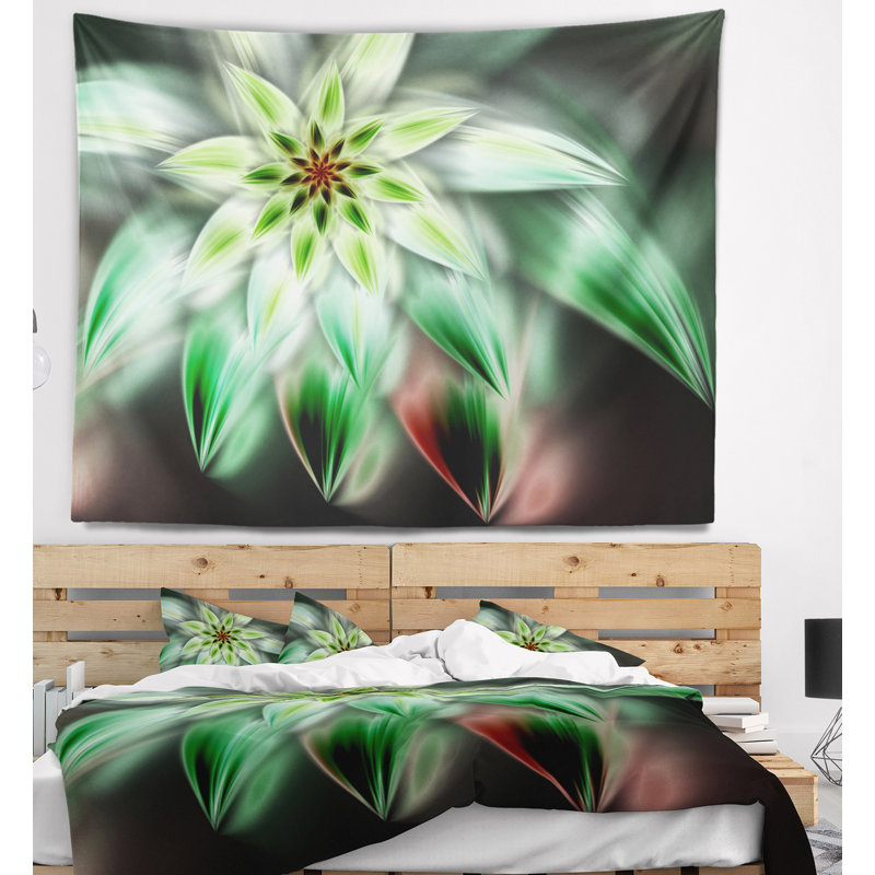 Tapisserie artistique floral vert floral, H 32 po x l 39 po