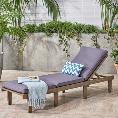 Chaise longue de jardin de 23,83 pouces de largeur avec coussin gris foncé