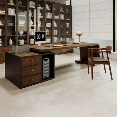 62.99" Dark-brown+Black Rectangular Solid Wood+Iron desks