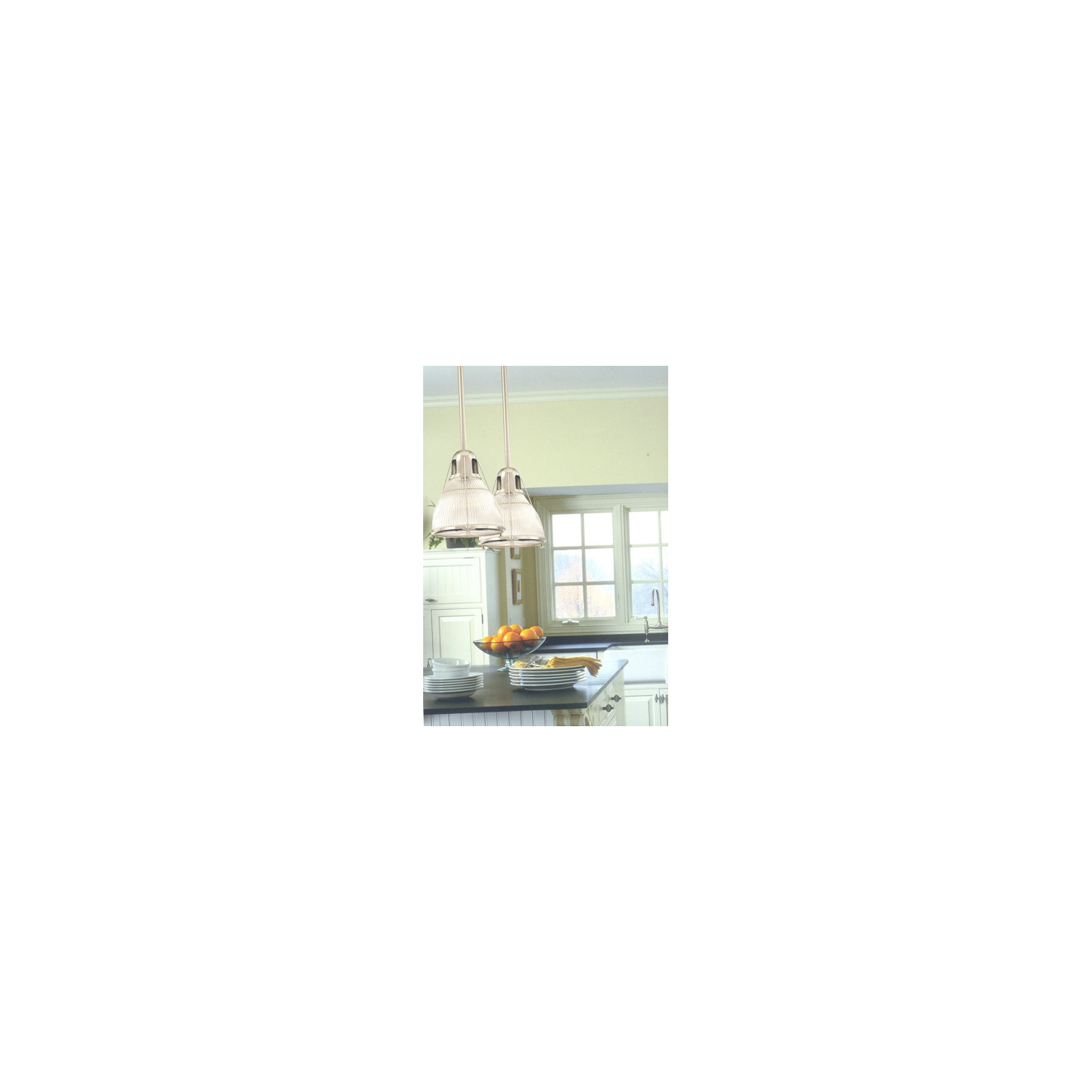 Isabelle Single Light Glass Pendant, Satin Nickel, Ribbed