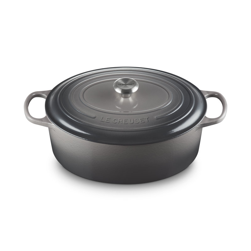 Le Creuset Enameled Cast Iron Oval Dutch Oven with Lid, Oyster/Silver, 9.5 quarts