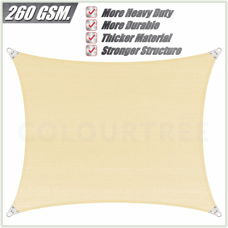 Beige Reinforced HDPE Rectangle Patio Shade Sail 8' x 12'