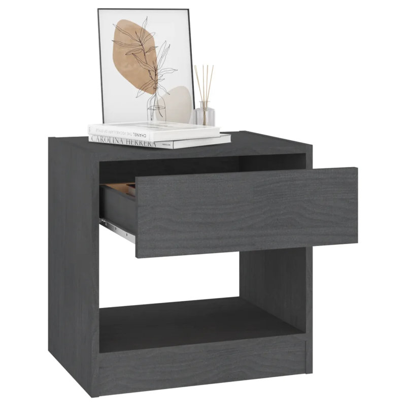 vidaXL Solid Wood Pine Bedside Cabinet Side Table Furniture Multi Colors, Gray
