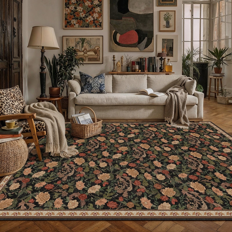 Tapis lavable à la machine Veridian Home, Rectangle 6 pi x 9 pi, Brown