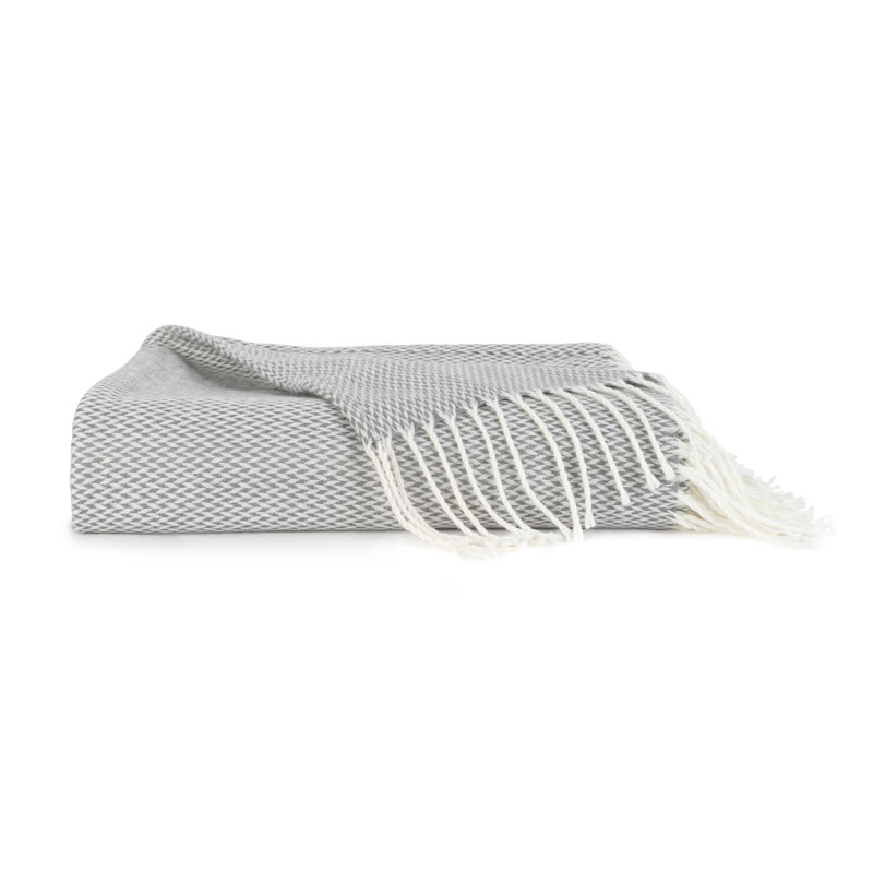 Herringbone Fringe Throw Blanket, Gray