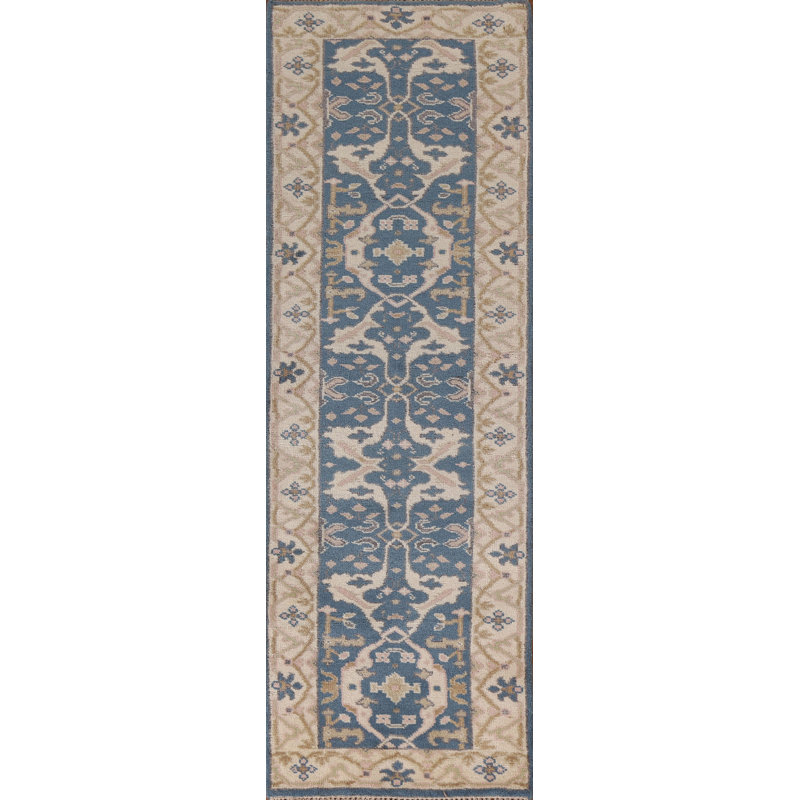 Tapis de couloir bleu 3 pi Oushak