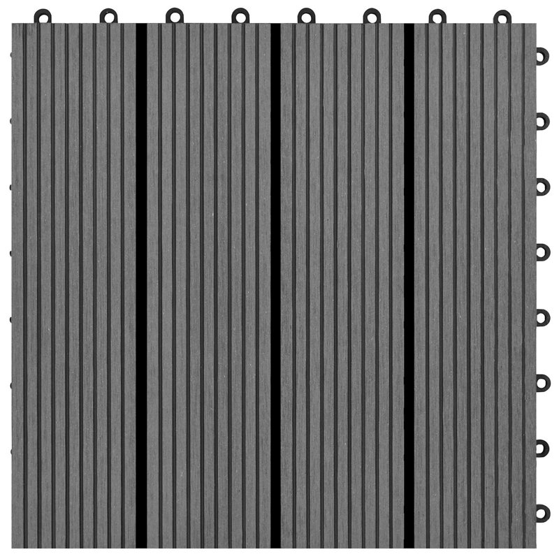 Vidaxl 11X Decking Tiles WPC Interlocking Floor Deck Tile 1 Sqm Multi Colours, Grey