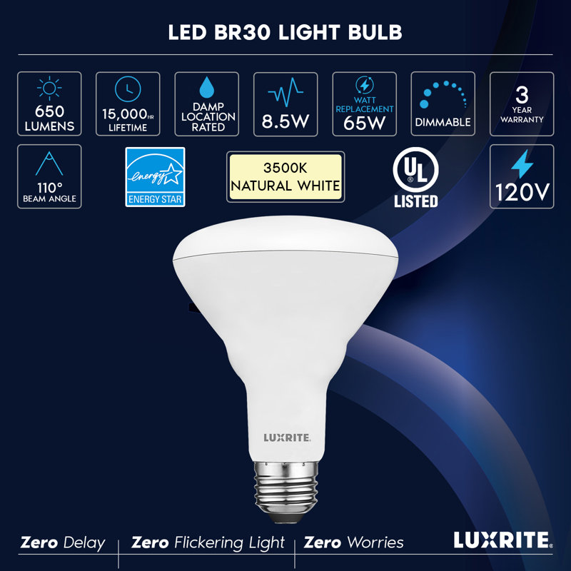 8.5 W BR30 E26/Medium (Standard) Dimmable LED Bulb, 3500