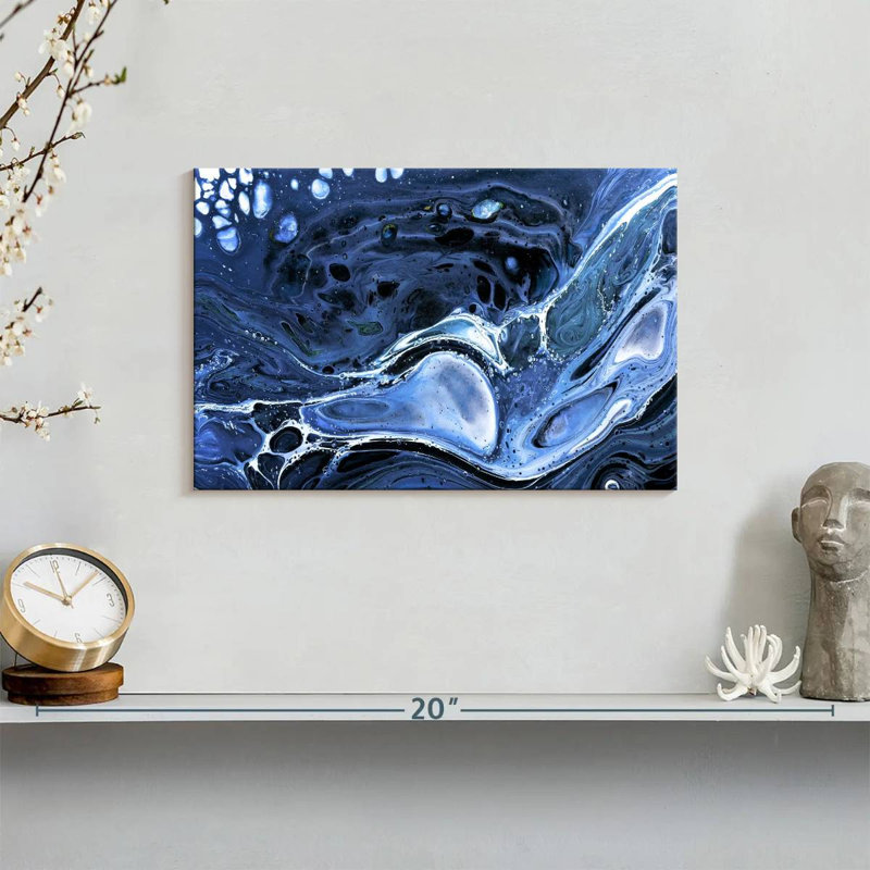 Avery Dark Blue Abstract, 8" H x 12" W