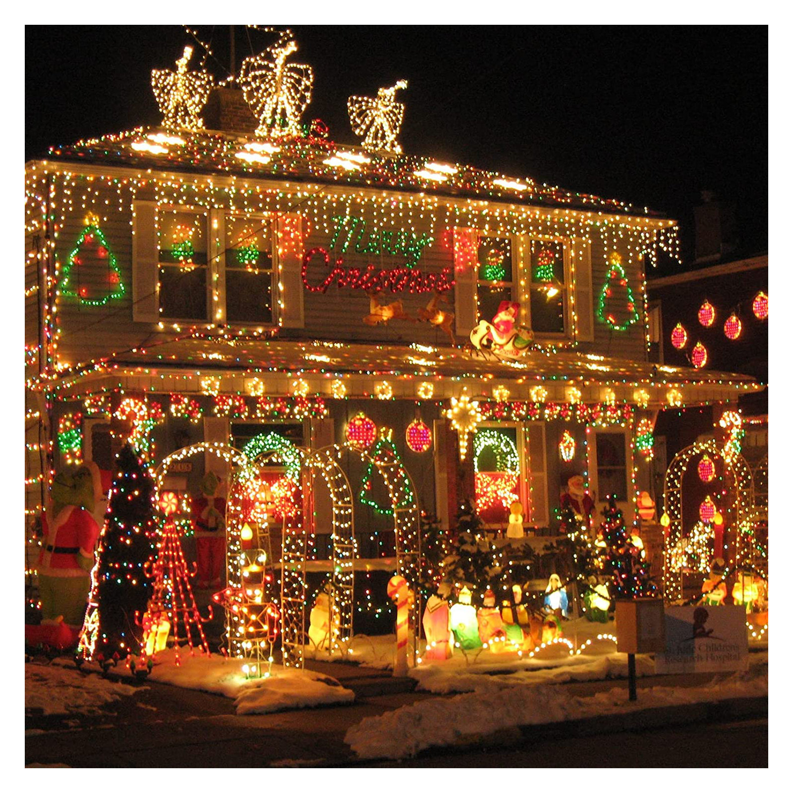 Outdoor LED String Lights with Modes, Multicolor, 787"