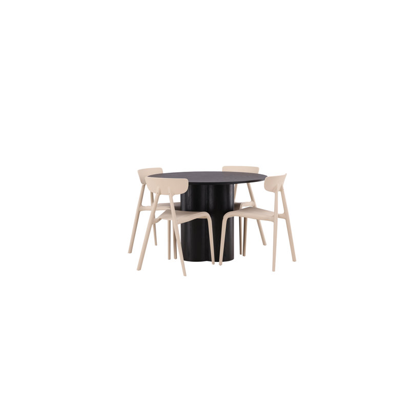 Wetmore 4 - Person Dining Set, Beige, Beige, Black
